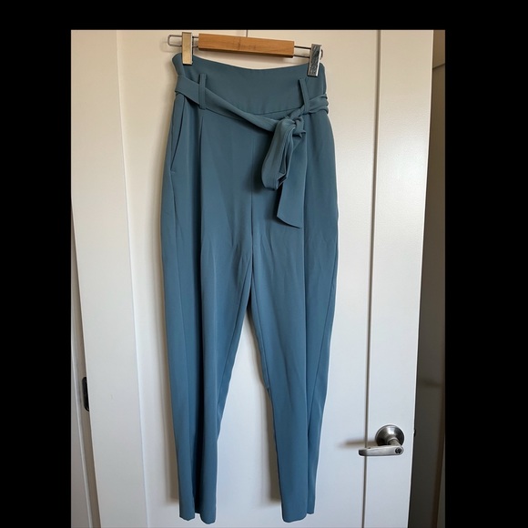 AVAILABLE- Blue belt bow trousers - Picture 1 of 2